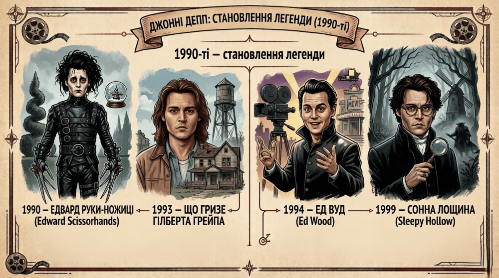 Джоні Депп фільми за роками — повна фільмографія 1990-ті — становлення легенди