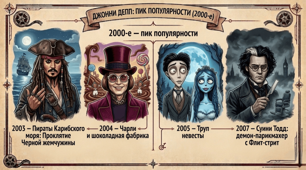2000-е пик популярности Джонни Депп Джонни Депп фильмы по годам